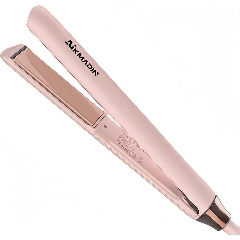 PINK Titanium Flat Iron Hair Straightener 1" Floating Plates Dual Voltage